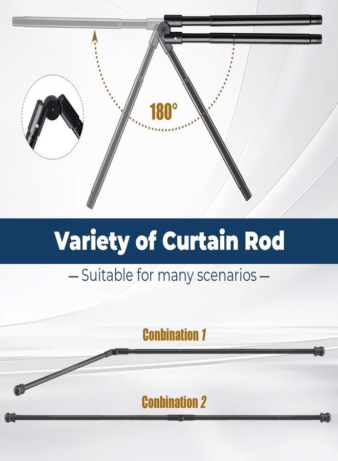 EUIJOIP 27-68" Adjustable L-Shaped Corner Curtain Rod - 1 INCH Foldable Heavy-Duty Rustproof L Shaped Curtain Rod, Space-Saving for Bay/Studio/Kitchen (Glossy Black) - Image 3